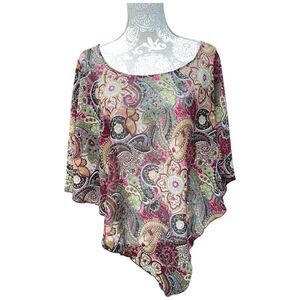 90s Y2K chiffon paisley poncho scarf size Medium Multicolor boho beachy